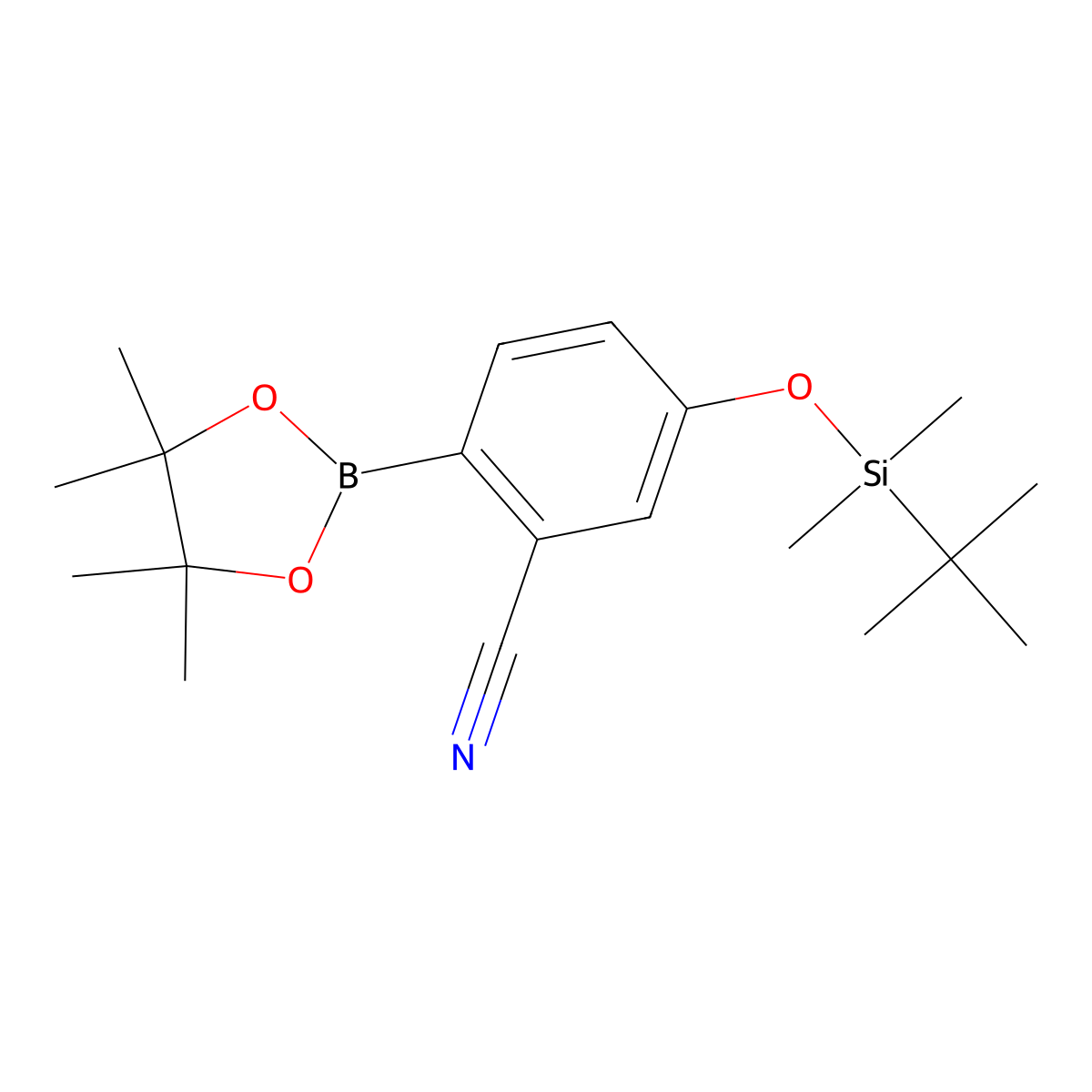 5-((tert-Butyldimethylsilyl)oxy)-2-(4,4,5,5-tetramethyl-1,3,2-dioxaborolan-2-yl)benzonitrile molecular structure, CAS 1609581-14-7