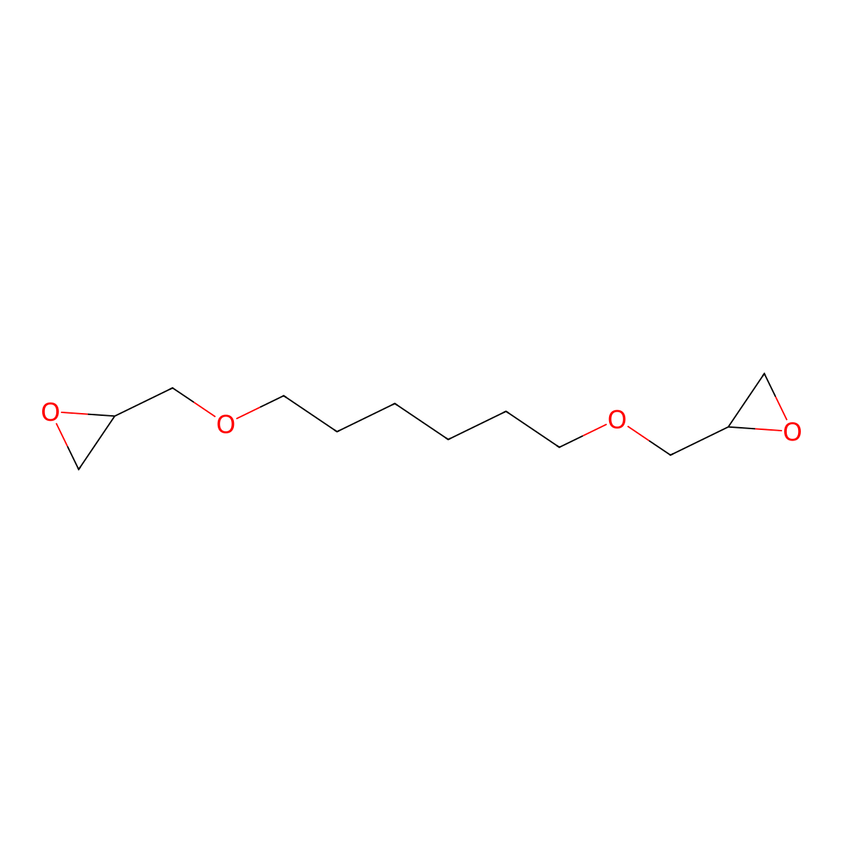 1,6-Hexanediol diglycidyl ether molecular structure, CAS 16096-31-4