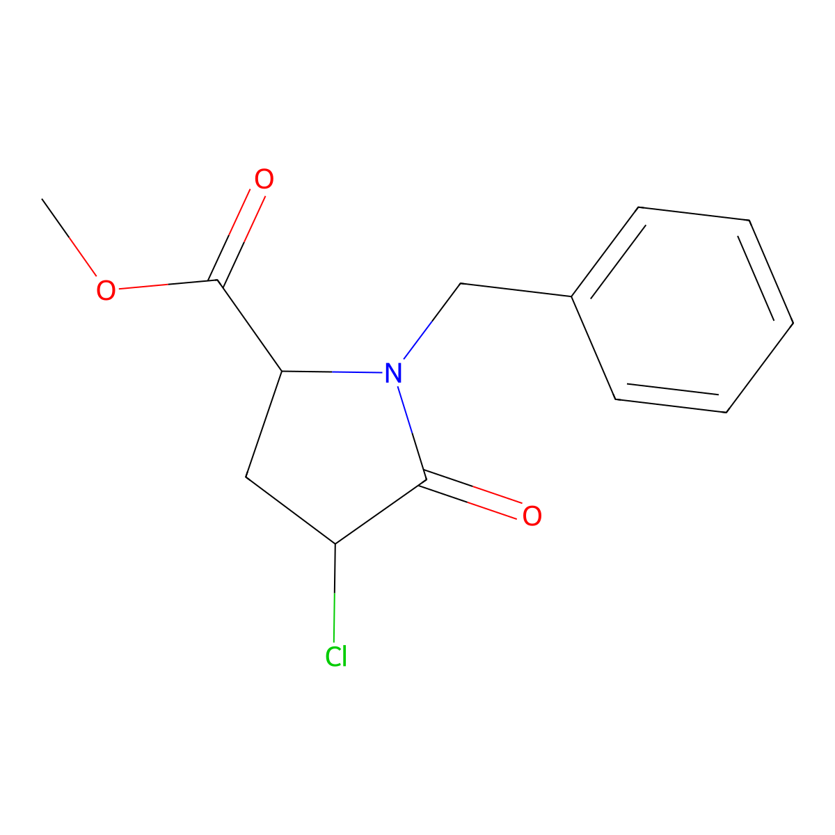 rac-methyl(2R,4R)-1-benzyl-4-chloro-5-oxopyrrolidine-2-carboxylate molecular structure, CAS 160962-36-7