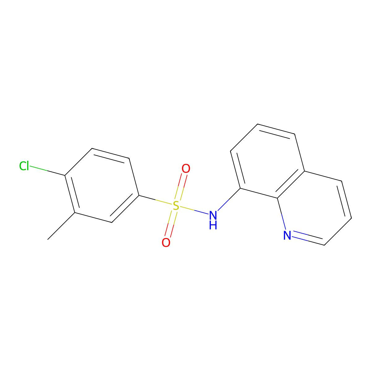 4-chloro-3-methyl-N-(quinolin-8-yl)benzene-1-sulfonamide molecular structure, CAS 1609639-48-6