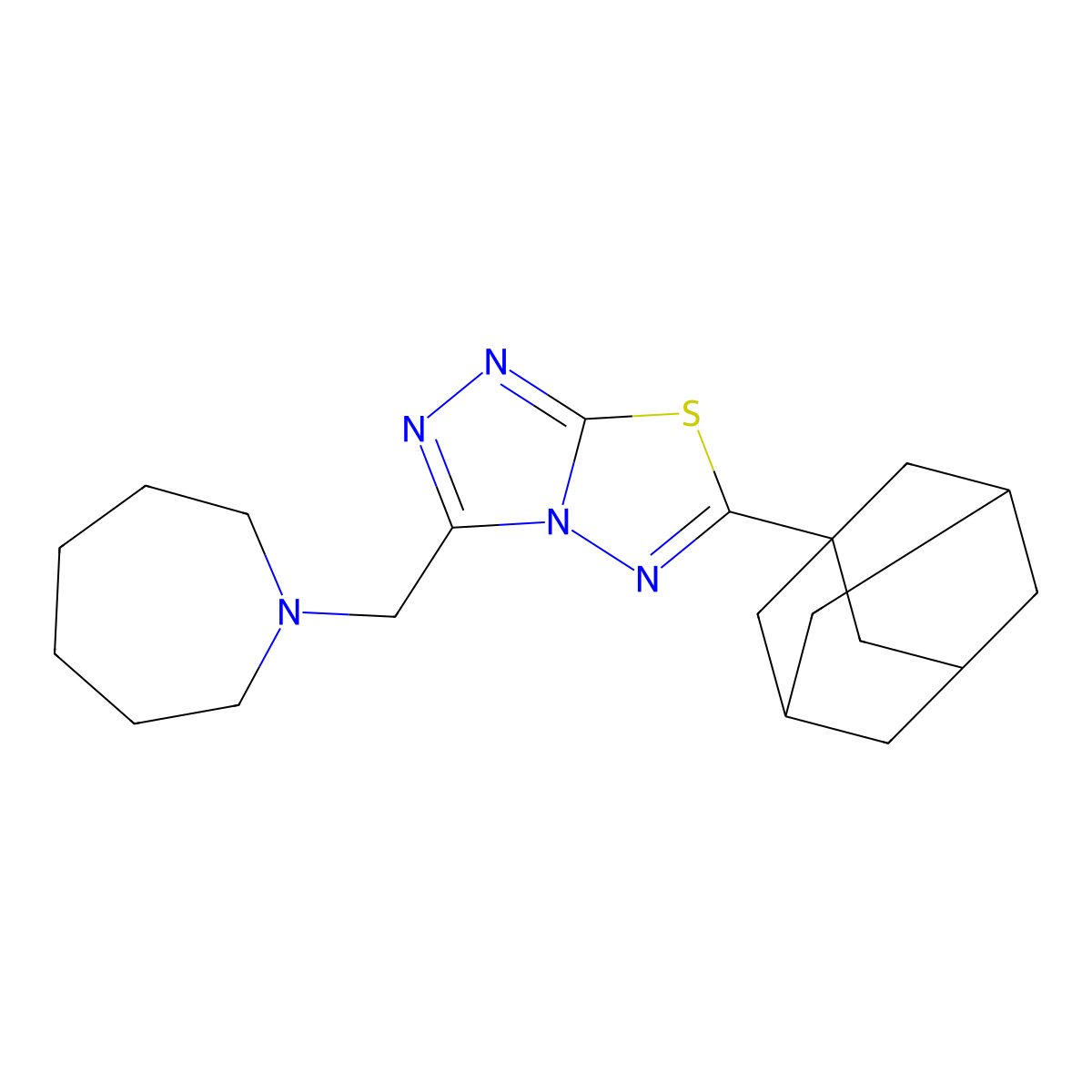 6-(1-Adamantyl)-3-(1-azepanylmethyl)[1,2,4]triazolo[3,4-b][1,3,4]thiadiazole molecular structure, CAS 1609639-59-9