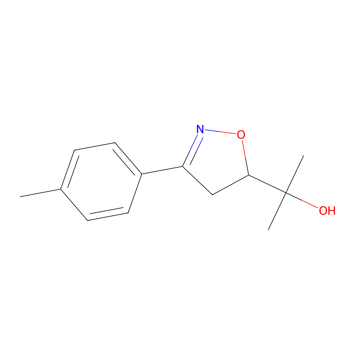 2-[3-(4-Methylphenyl)-4,5-dihydro-5-isoxazolyl]-2-propanol molecular structure, CAS 1609639-69-1