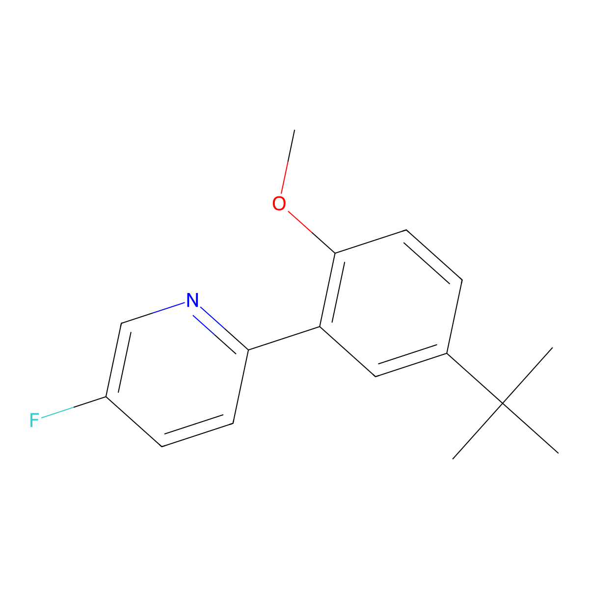2-(5-Tert-butyl-2-methoxyphenyl)-5-fluoropyridine molecular structure, CAS 1609654-44-5