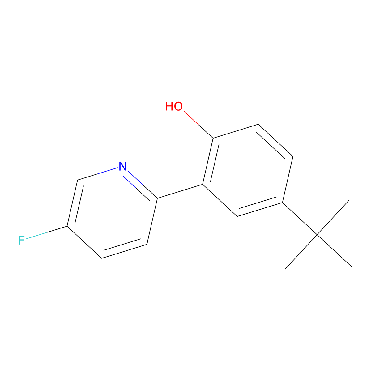 4-Tert-butyl-2-(5-fluoro-2-pyridinyl)phenol molecular structure, CAS 1609654-45-6