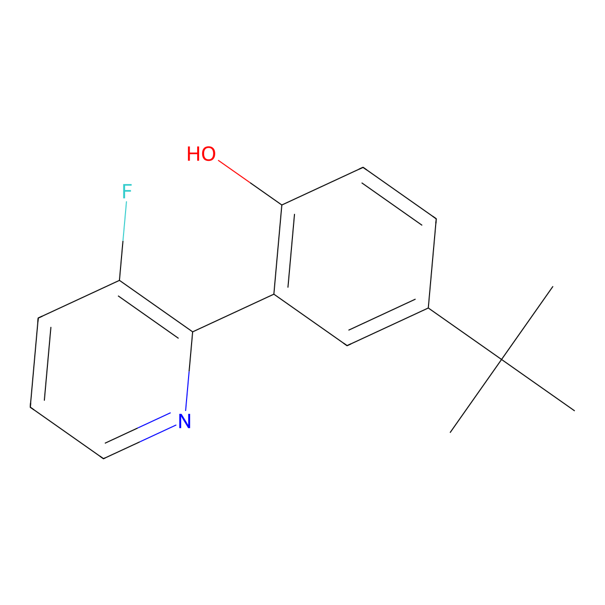 4-Tert-butyl-2-(3-fluoro-2-pyridinyl)phenol molecular structure, CAS 1609654-47-8