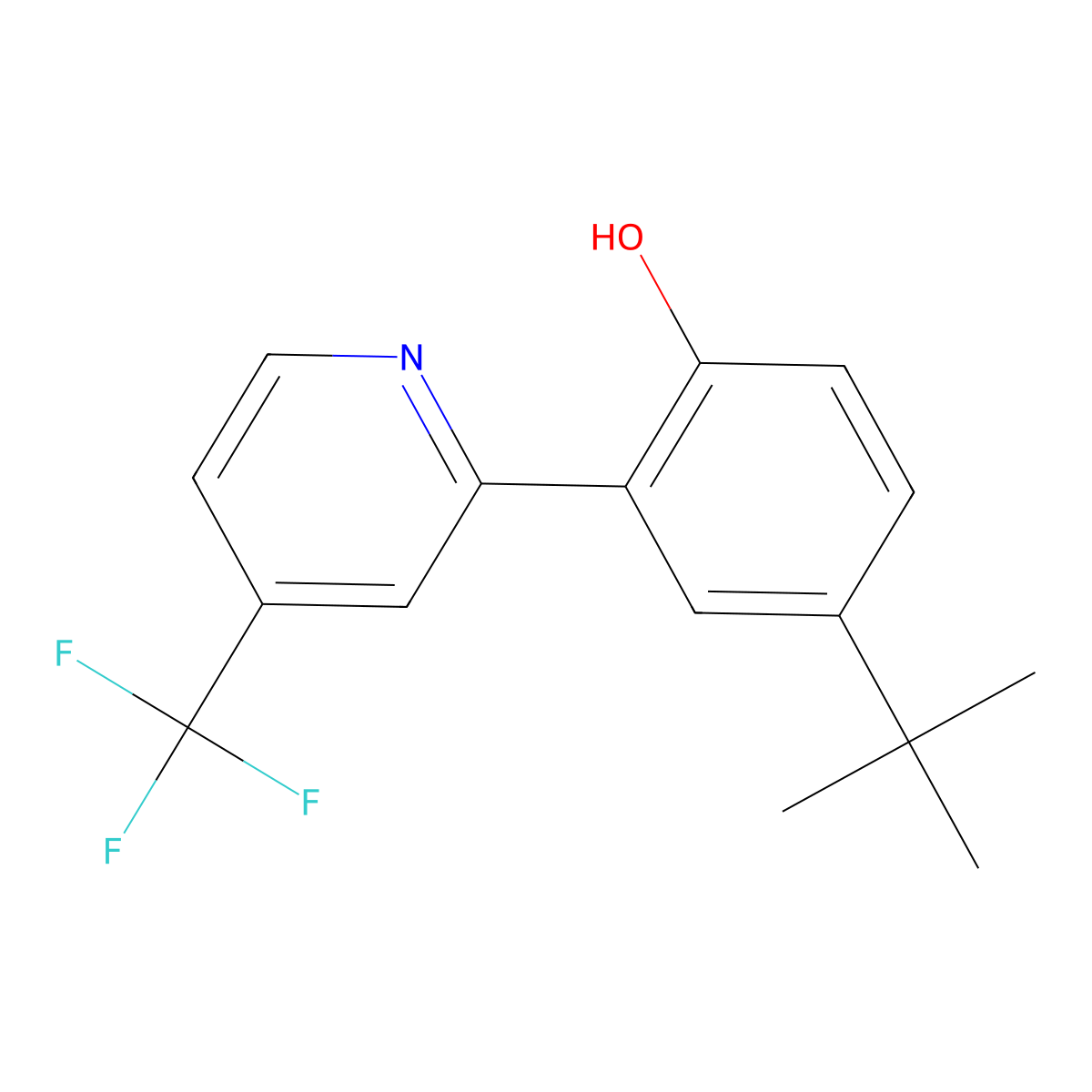4-Tert-butyl-2-[4-(trifluoromethyl)pyridin-2-yl]phenol molecular structure, CAS 1609654-49-0