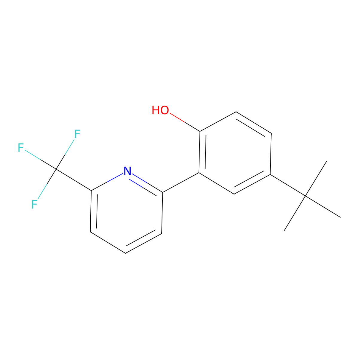 4-Tert-butyl-2-[6-(trifluoromethyl)pyridin-2-yl]phenol molecular structure, CAS 1609654-51-4