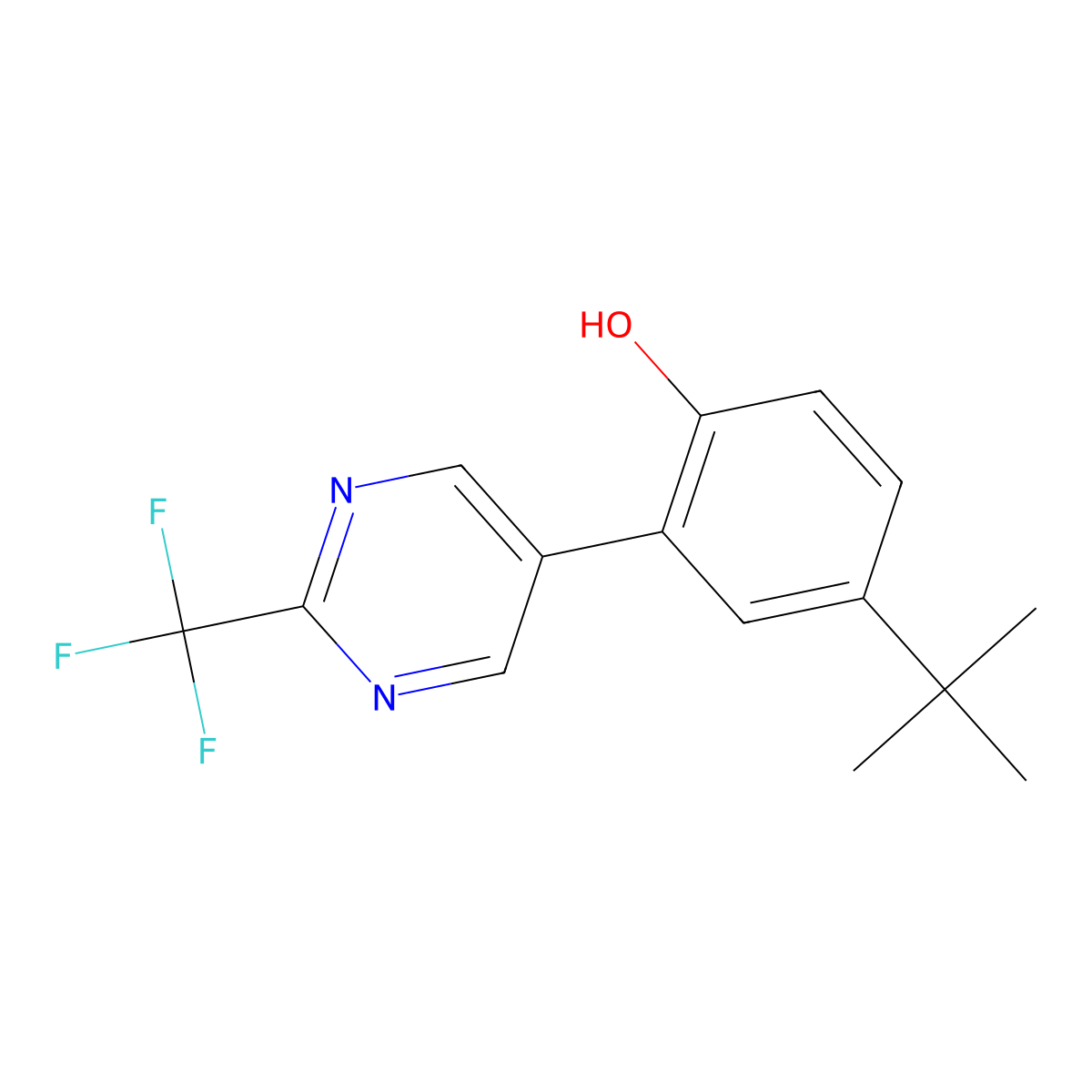 4-Tert-butyl-2-[2-(trifluoromethyl)pyrimidin-5-yl]phenol molecular structure, CAS 1609654-60-5