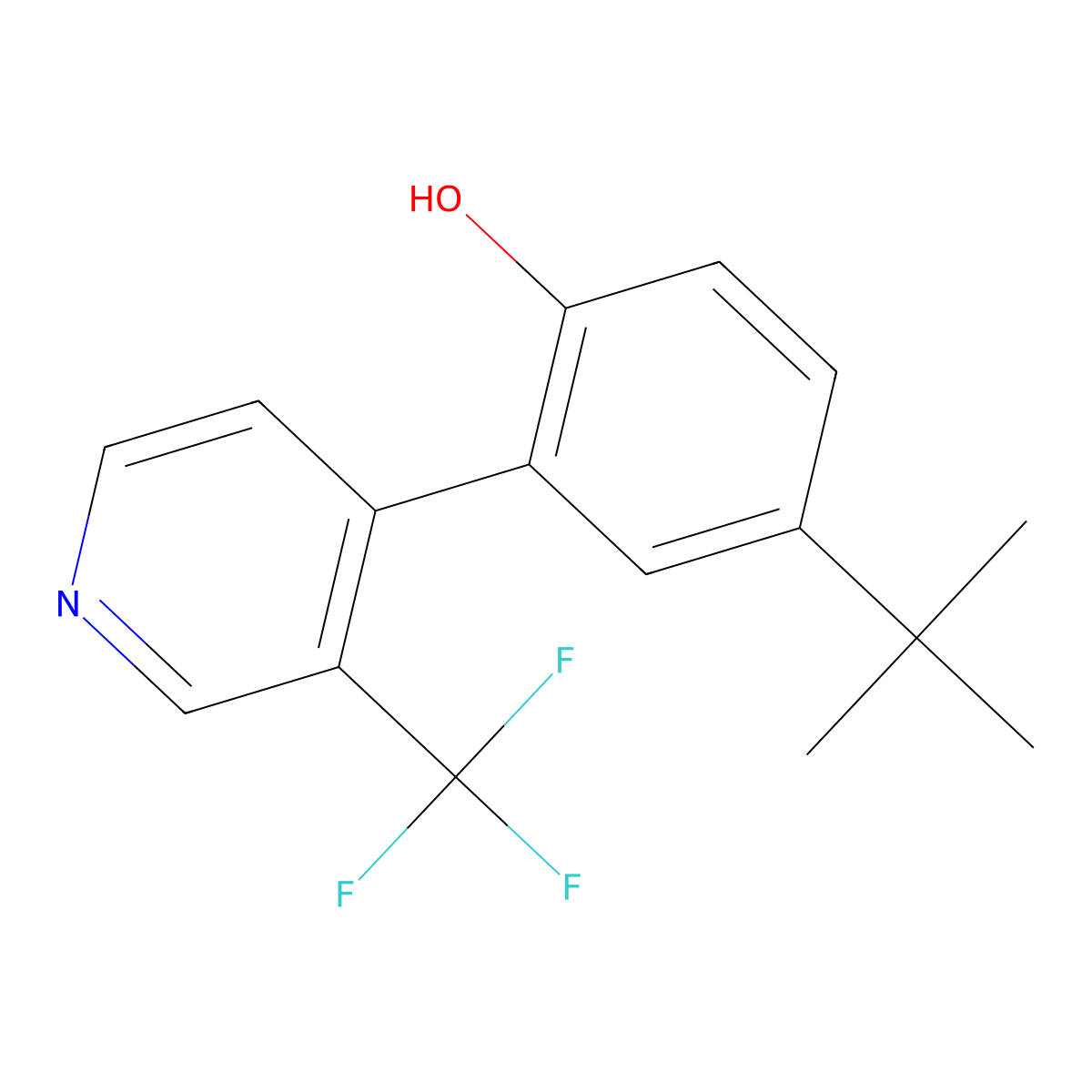 4-Tert-butyl-2-[3-(trifluoromethyl)pyridin-4-yl]phenol molecular structure, CAS 1609654-64-9