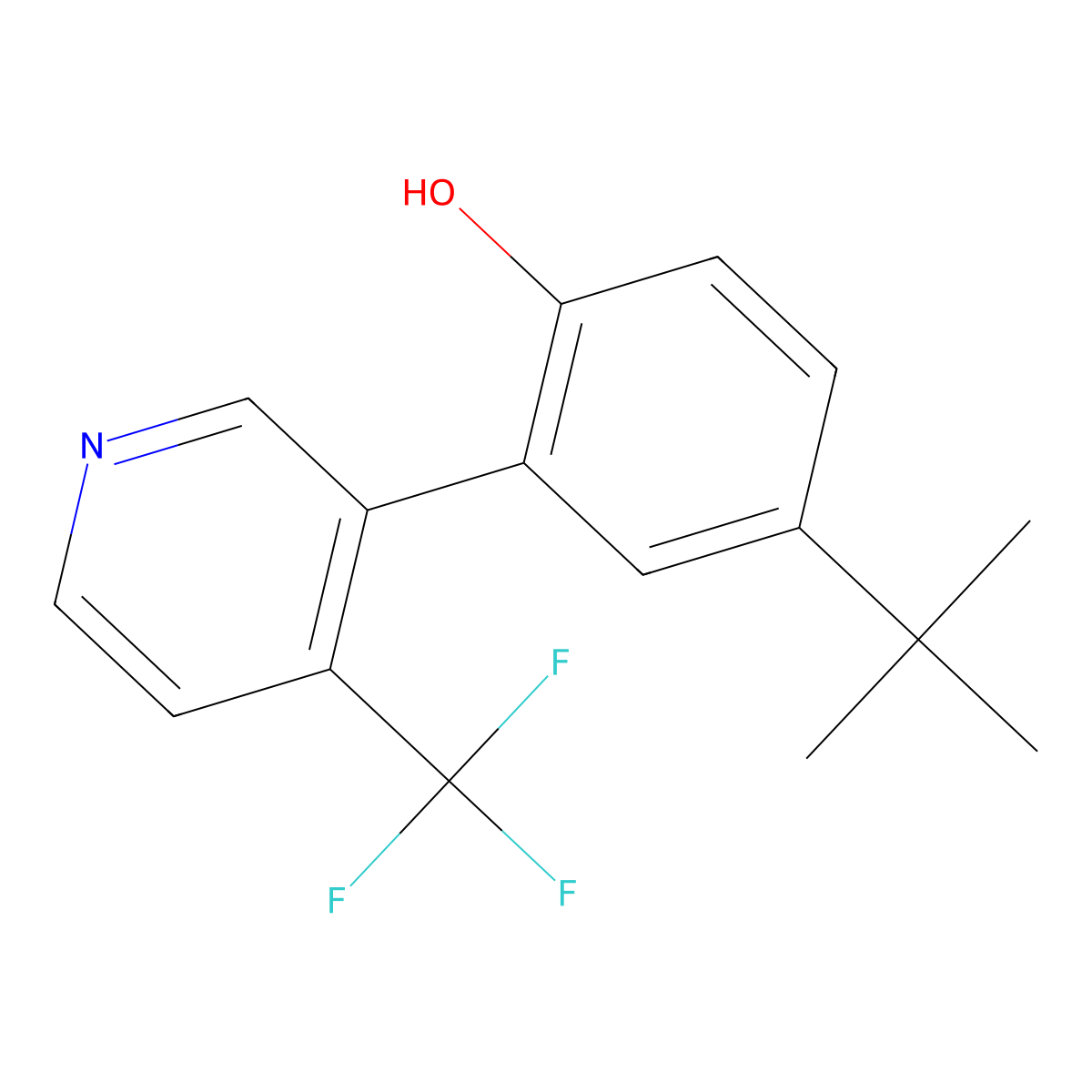 4-Tert-butyl-2-[4-(trifluoromethyl)pyridin-3-yl]phenol molecular structure, CAS 1609654-66-1