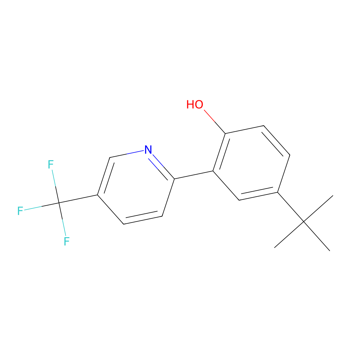 4-Tert-butyl-2-[5-(trifluoromethyl)pyridin-2-yl]phenol molecular structure, CAS 1609654-68-3