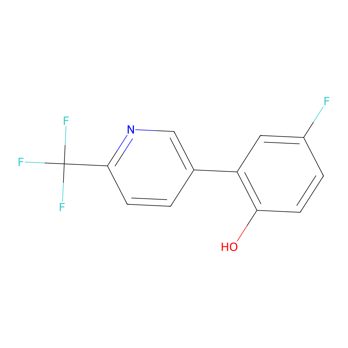 4-Fluoro-2-[6-(trifluoromethyl)-3-pyridinyl]phenol molecular structure, CAS 1609654-95-6
