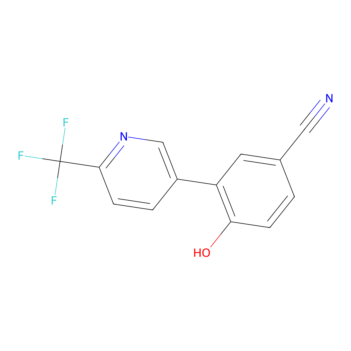 4-Hydroxy-3-[6-(trifluoromethyl)pyridin-3-yl]benzonitrile molecular structure, CAS 1609655-02-8