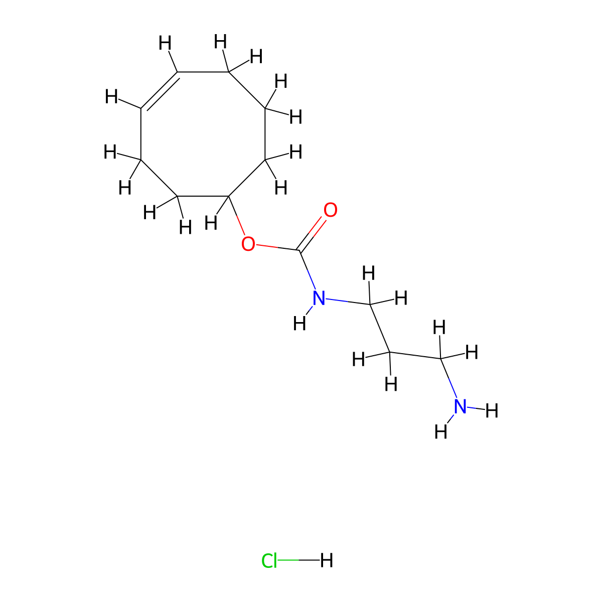 Cyclooct-4-en-1-yl (3-aminopropyl)carbamate hydrochloride molecular structure, CAS 1609659-02-0