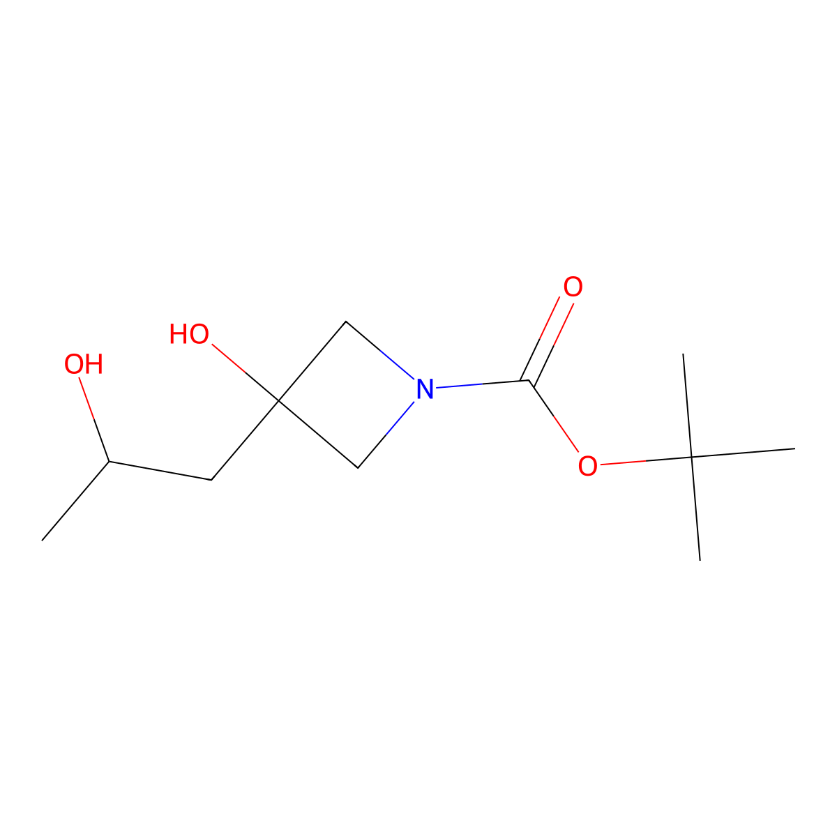 Tert-butyl 3-hydroxy-3-(2-hydroxypropyl)azetidine-1-carboxylate molecular structure, CAS 1609671-70-6