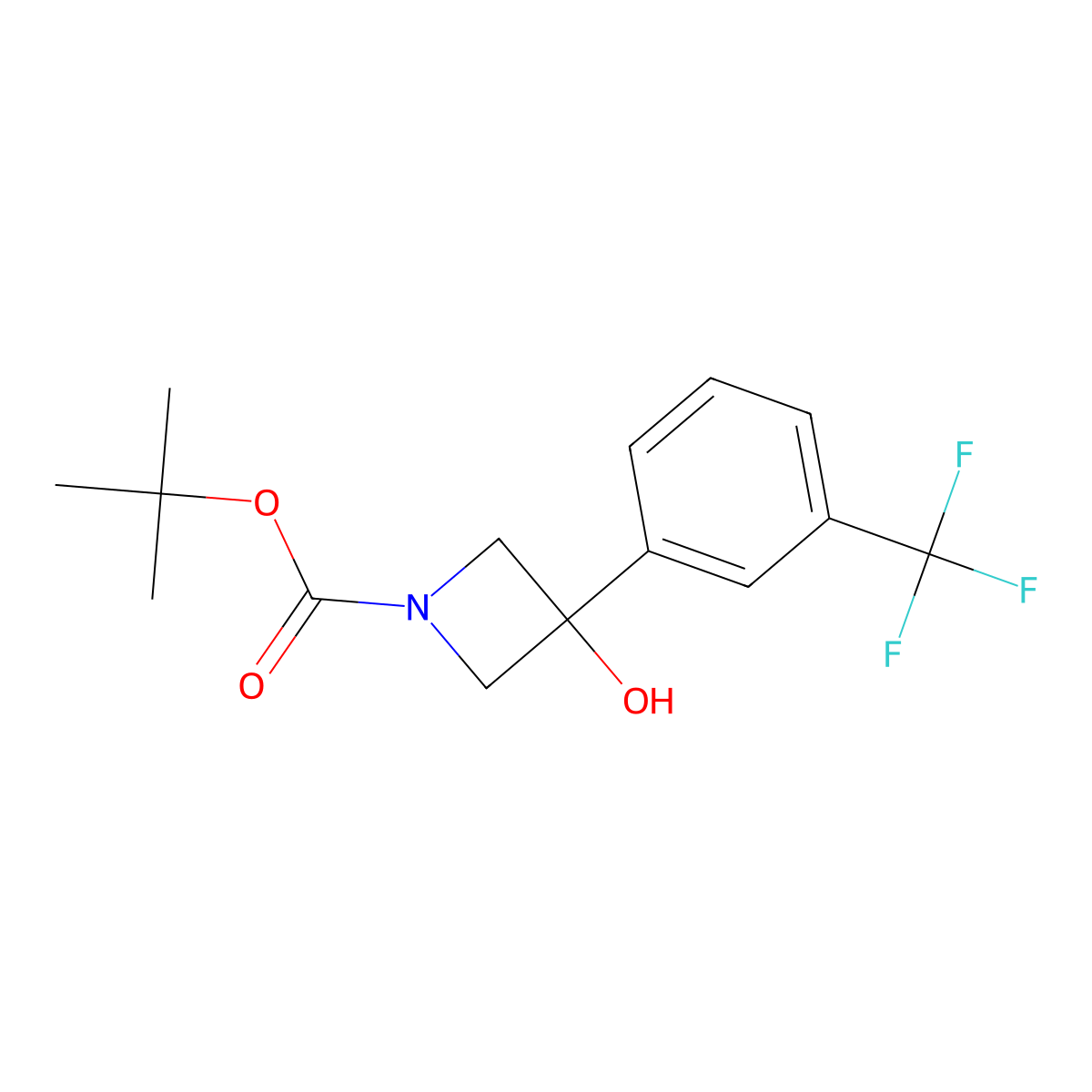 Tert-butyl 3-hydroxy-3-[3-(trifluoromethyl)phenyl]azetidine-1-carboxylate molecular structure, CAS 1609671-73-9