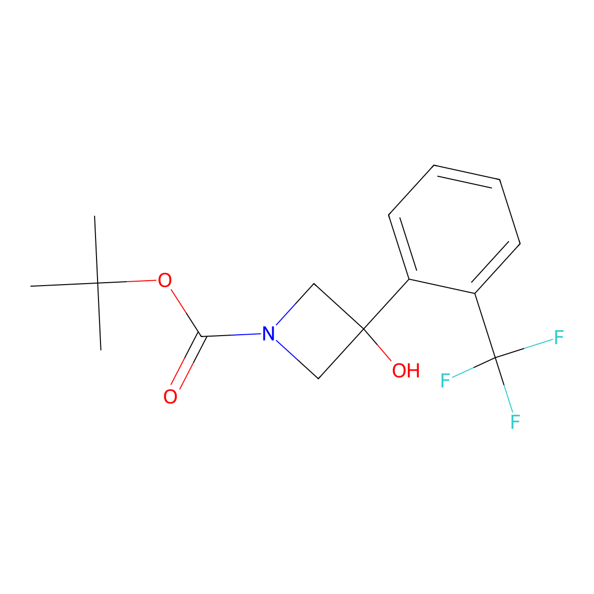 Tert-butyl 3-hydroxy-3-[2-(trifluoromethyl)phenyl]azetidine-1-carboxylate molecular structure, CAS 1609671-83-1