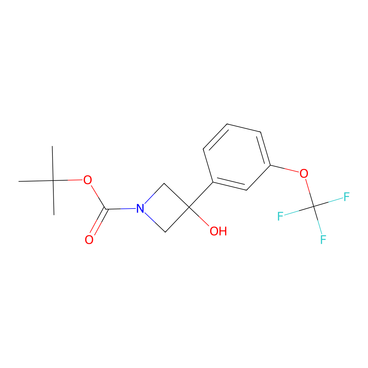 1,1-Dimethylethyl 3-hydroxy-3-[3-(trifluoromethoxy)phenyl]-1-azetidinecarboxy... molecular structure, CAS 1609671-85-3