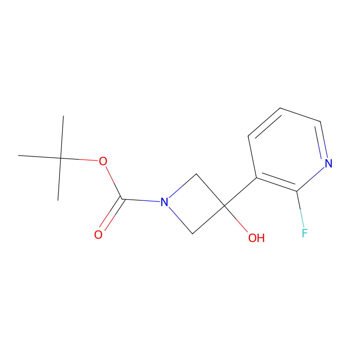 Tert-butyl 3-(2-fluoropyridin-3-yl)-3-hydroxyazetidine-1-carboxylate molecular structure, CAS 1609671-90-0