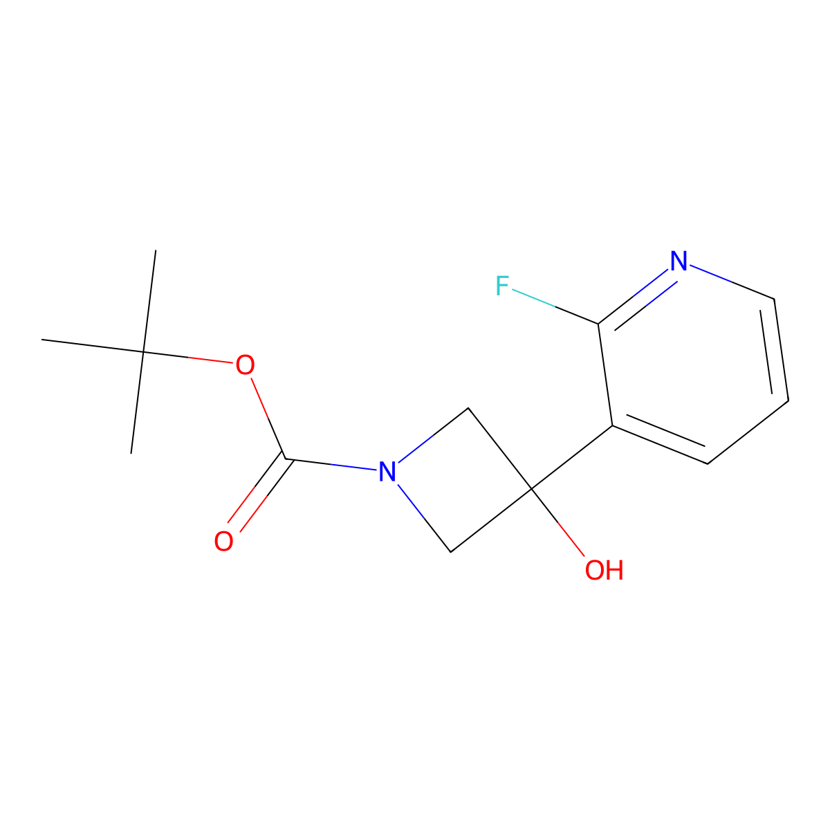 Tert-butyl 3-(2-fluoropyridin-3-yl)-3-hydroxyazetidine-1-carboxylate molecular structure, CAS 1609671-90-0