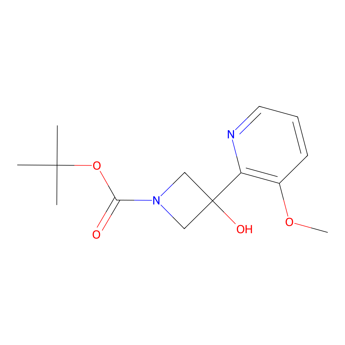 tert-Butyl 3-hydroxy-3-(3-methoxypyridin-2-yl)azetidine-1-carboxylate molecular structure, CAS 1609671-96-6