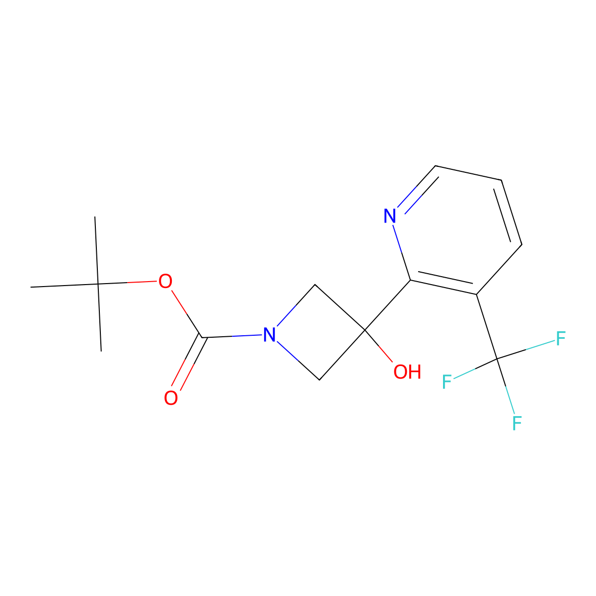 tert-Butyl 3-hydroxy-3-[3-(trifluoromethyl)pyridin-2-yl]azetidine-1-carboxylate molecular structure, CAS 1609672-02-7