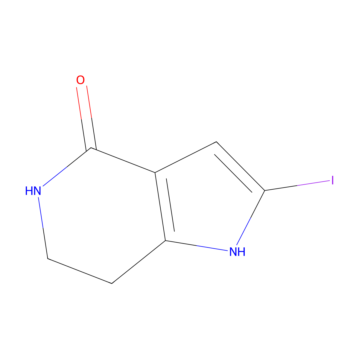 2-Iodo-1,5,6,7-tetrahydro-4H-pyrrolo[3,2-c]pyridin-4-one molecular structure, CAS 1609679-06-2