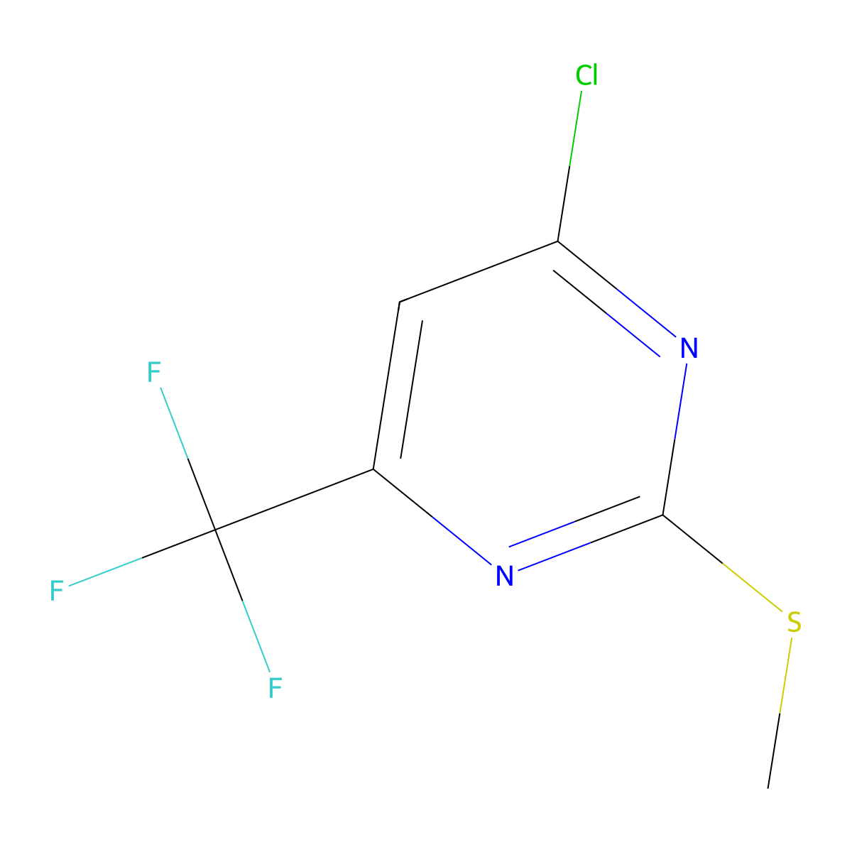 4-Chloro-2-(methylsulfanyl)-6-(trifluoromethyl)pyrimidine molecular structure, CAS 16097-63-5
