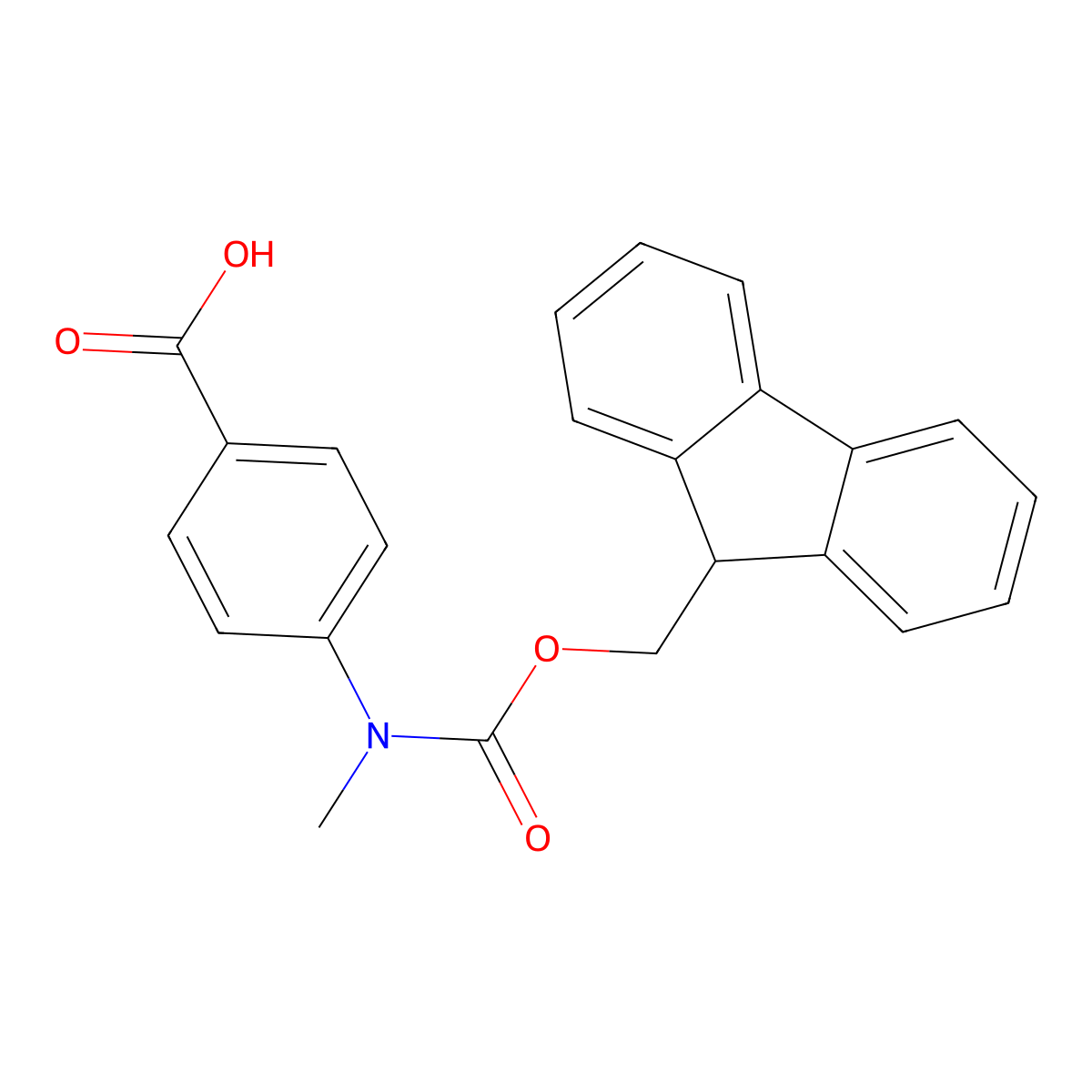 4-((((9H-Fluoren-9-yl)methoxy)carbonyl)(methyl)amino)benzoic acid molecular structure, CAS 160977-92-4
