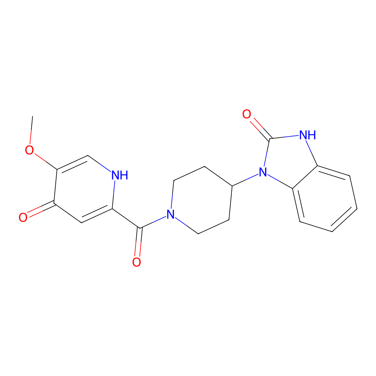 1-{1-[(4-hydroxy-5-methoxy-2-pyridinyl)carbonyl]-4-piperidinyl}-1,3-dihydro-2H-benzimidazol-2-one molecular structure, CAS 1609787-36-1