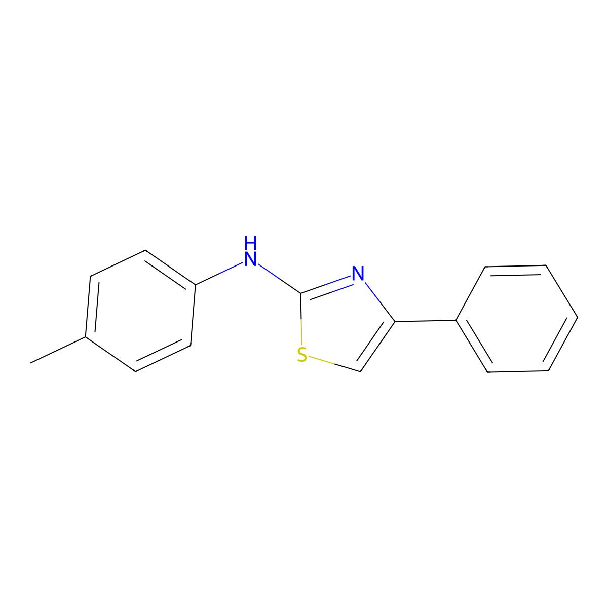 N-(4-Methylphenyl)-4-phenyl-1,3-thiazol-2-amine molecular structure, CAS 16098-04-7