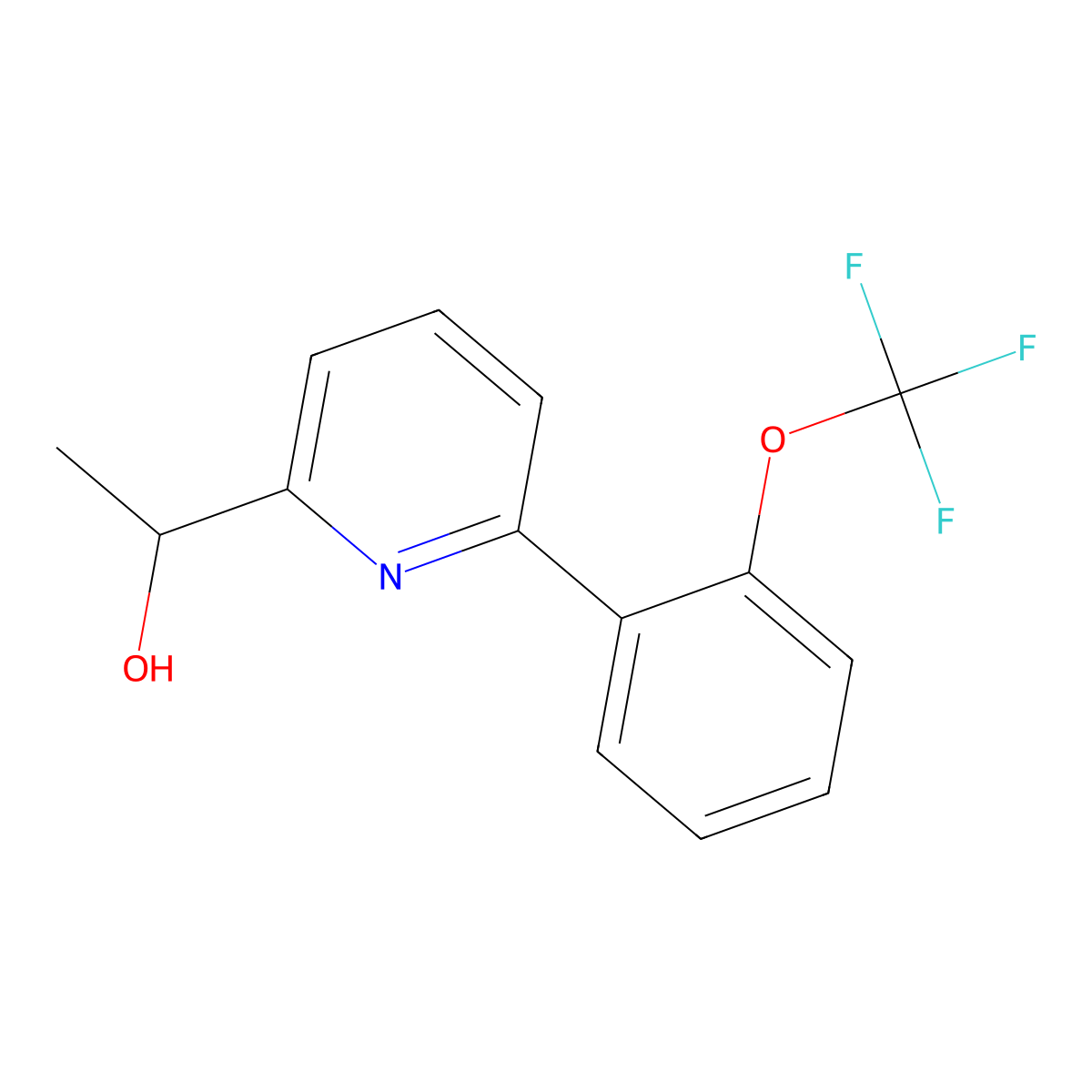 1-(6-(2-(Trifluoromethoxy)phenyl)pyridin-2-yl)ethanol molecular structure, CAS 1609892-87-6