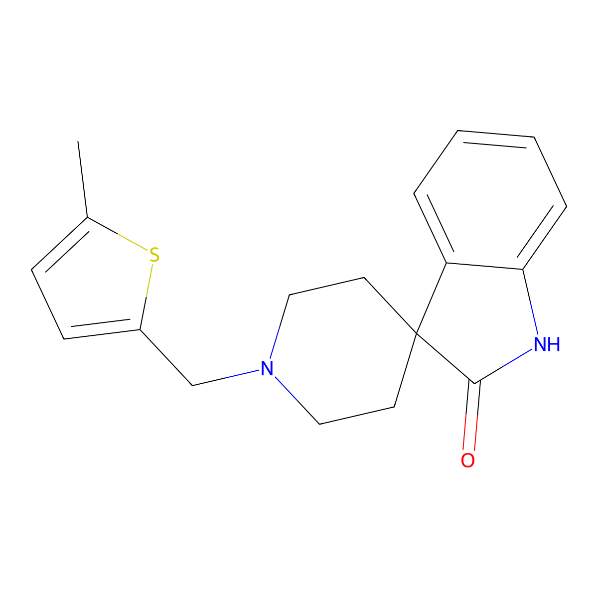 1'-((5-Methylthiophen-2-yl)methyl)spiro[indoline-3,4'-piperidin]-2-one molecular structure, CAS 1609899-41-3