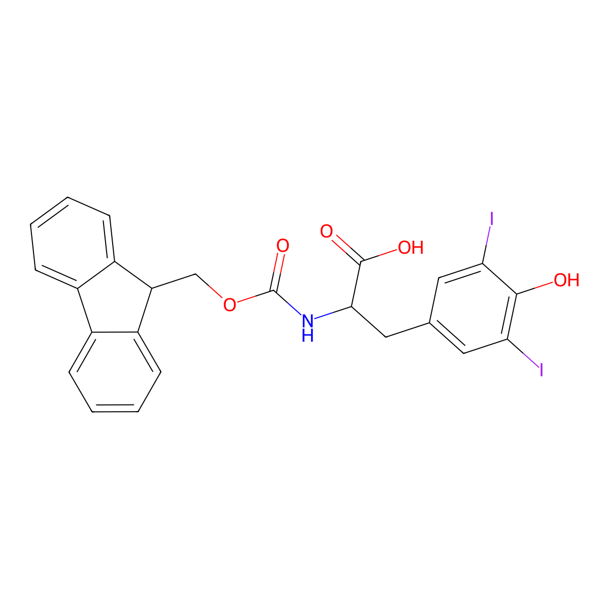 Fmoc-3,5-diiodo-Tyr-OH molecular structure, CAS 1609936-36-8