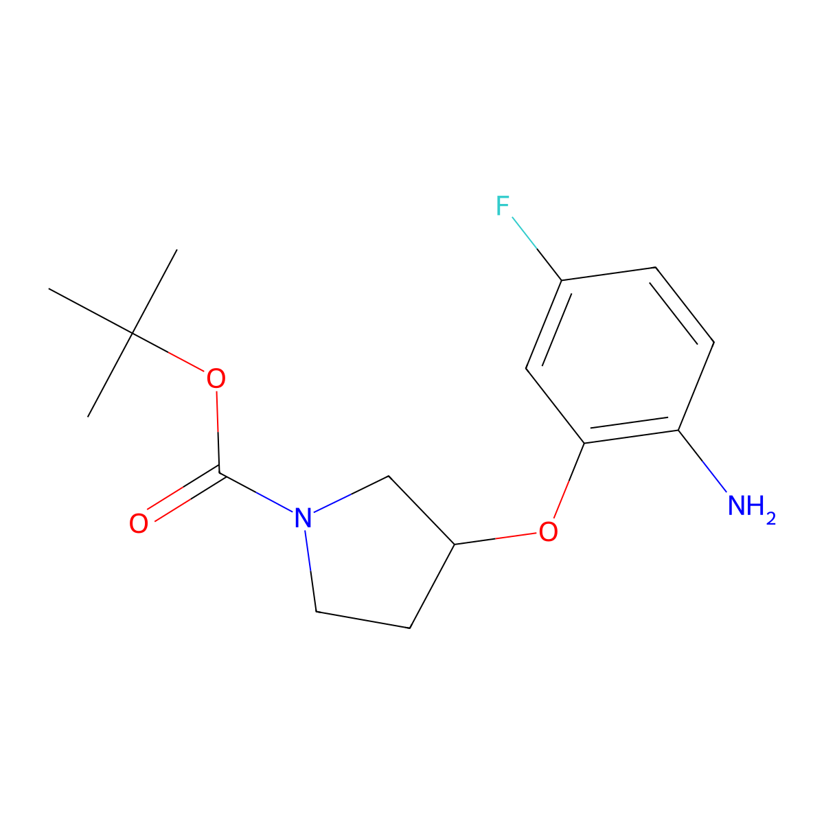 tert-butyl (3R)-3-(2-amino-5-fluorophenoxy)pyrrolidine-1-carboxylate molecular structure, CAS 1609963-21-4