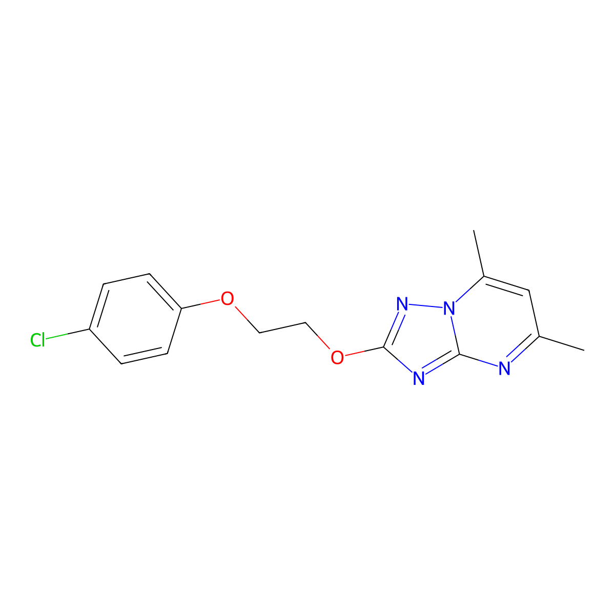 2-(2-(4-Chlorophenoxy)ethoxy)-5,7-dimethyl-(1,2,4)triazolo(1,5-a)pyrimidine molecular structure, CAS 1609980-39-3