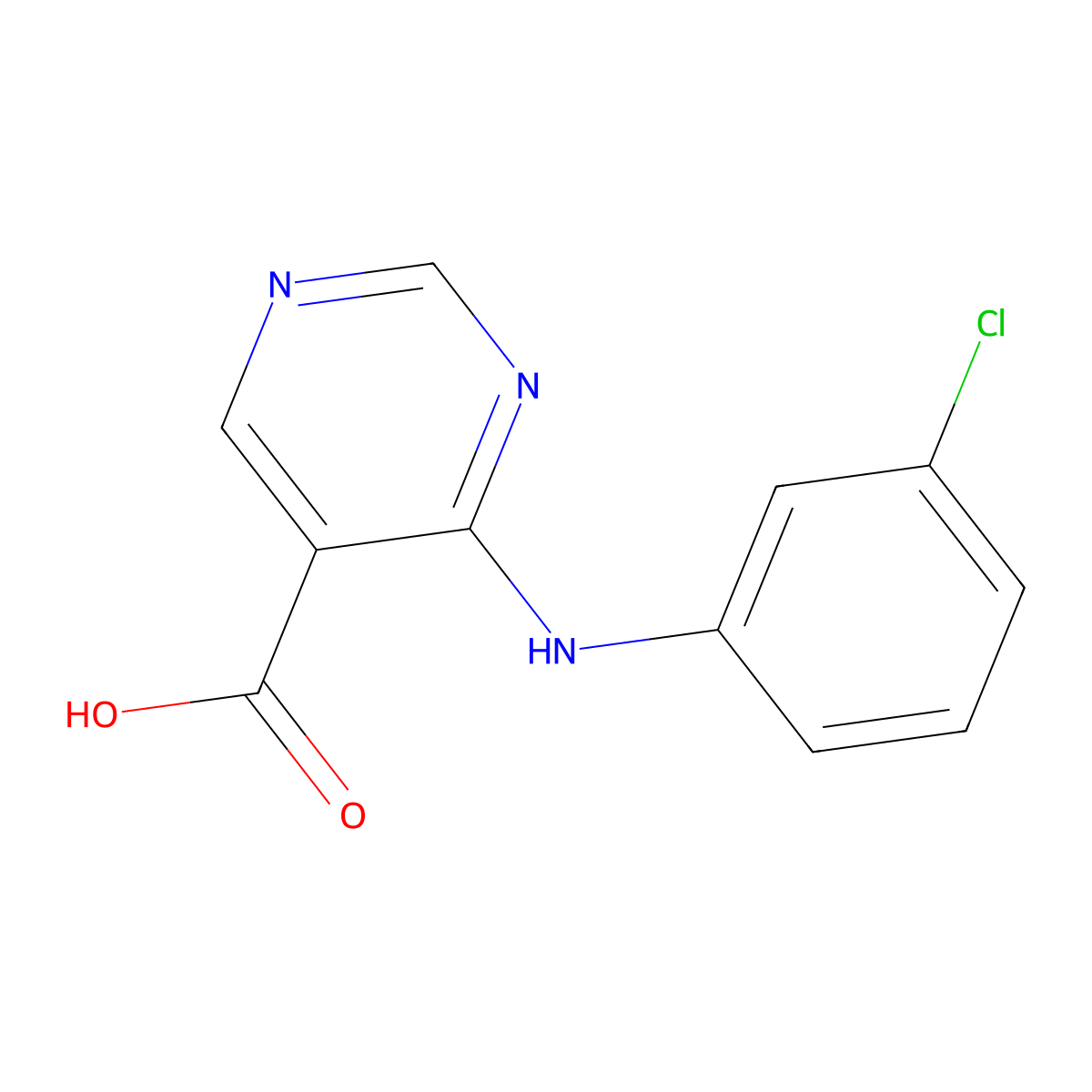 4-[(3-Chlorophenyl)amino]pyrimidine-5-carboxylicacid molecular structure, CAS 16100-43-9