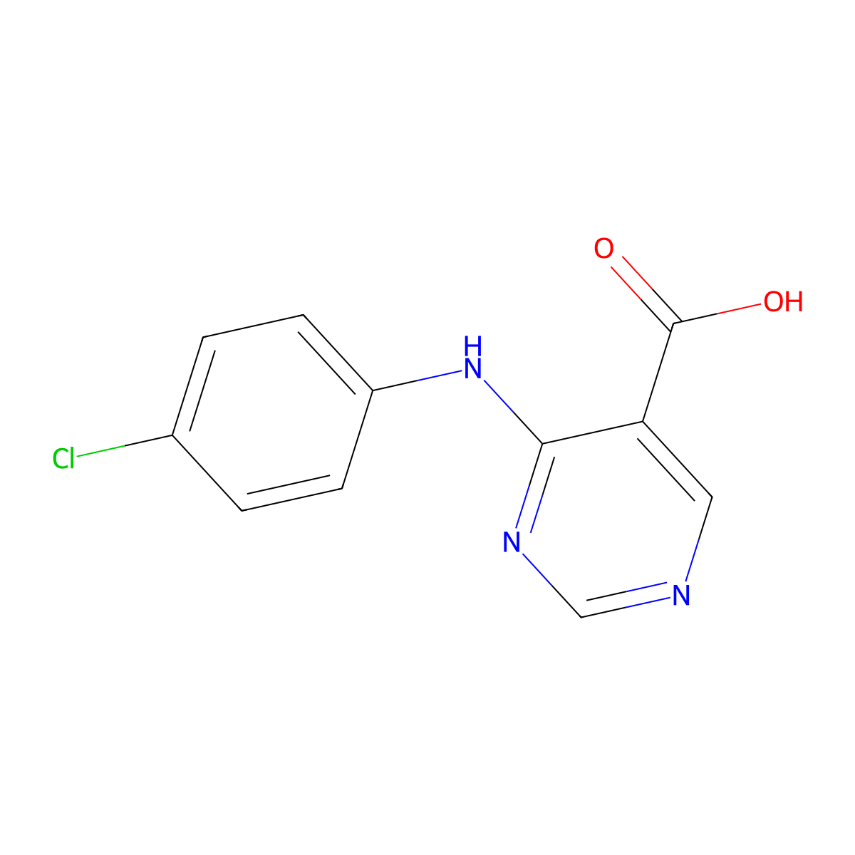 4-[(4-Chlorophenyl)amino]pyrimidine-5-carboxylicacid molecular structure, CAS 16100-47-3