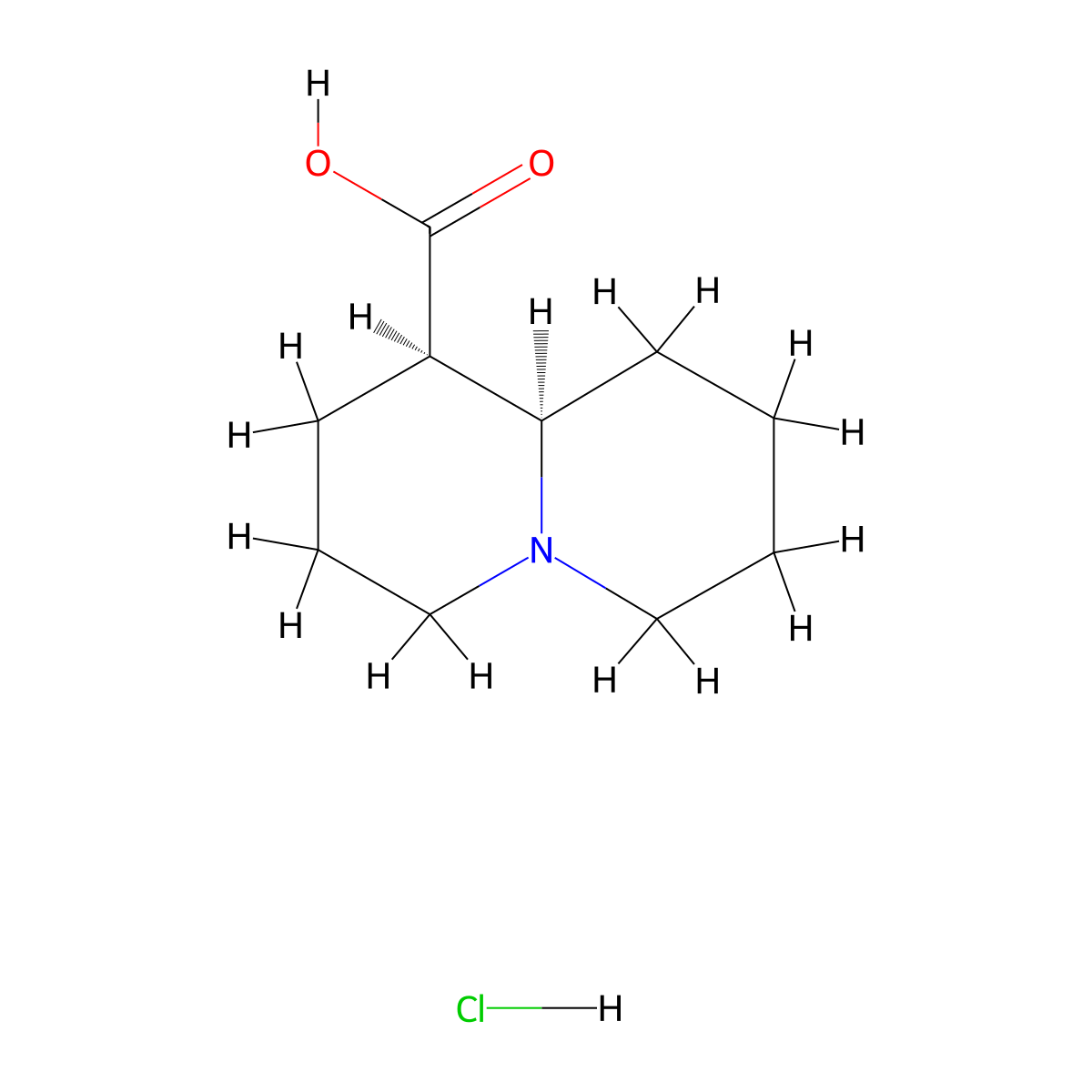 (1R,9aR)-Octahydro-2H-quinolizine-1-carboxylic acid hydrochloride molecular structure, CAS 16100-92-8