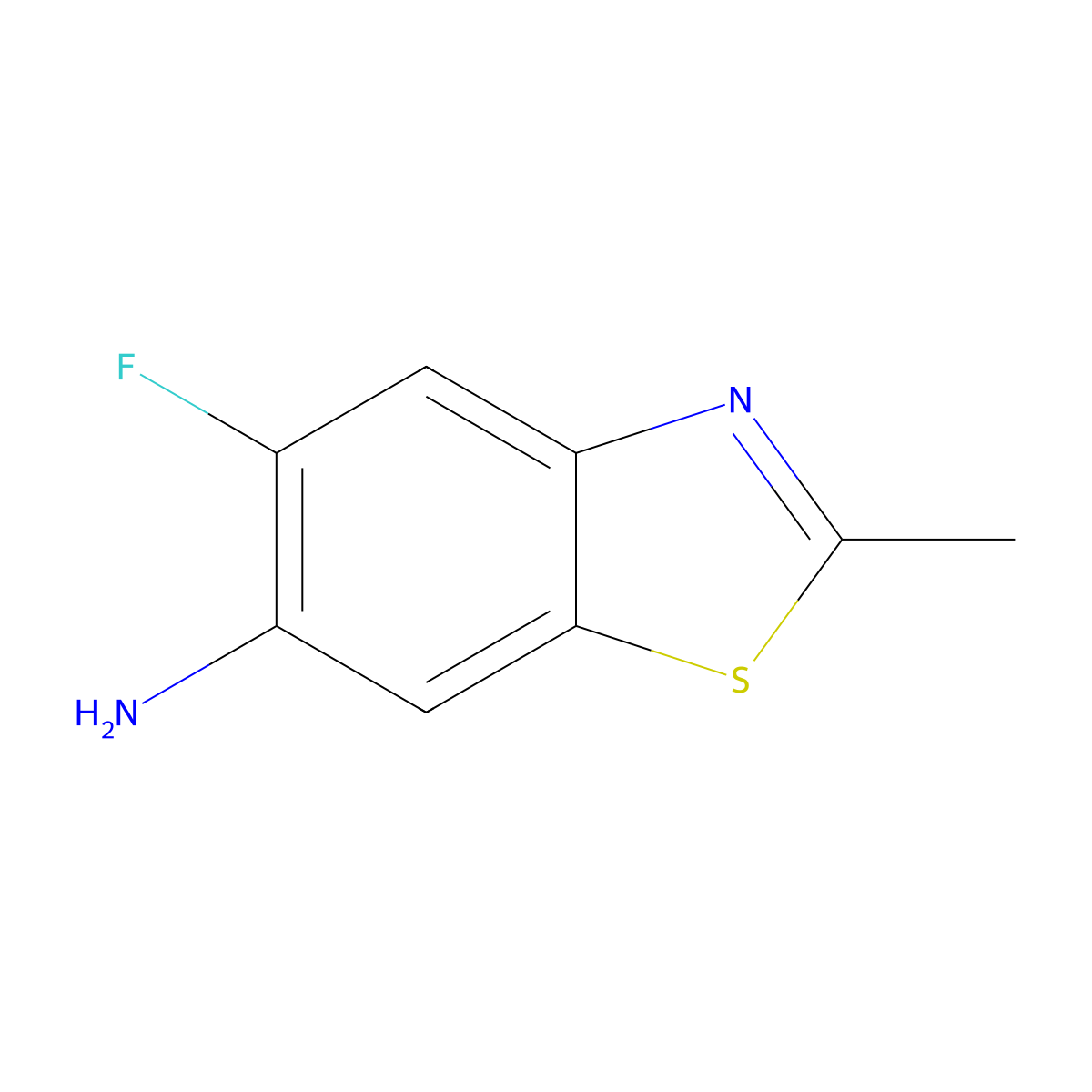 5-Fluoro-2-methylbenzo[d]thiazol-6-amine molecular structure, CAS 1610021-29-8