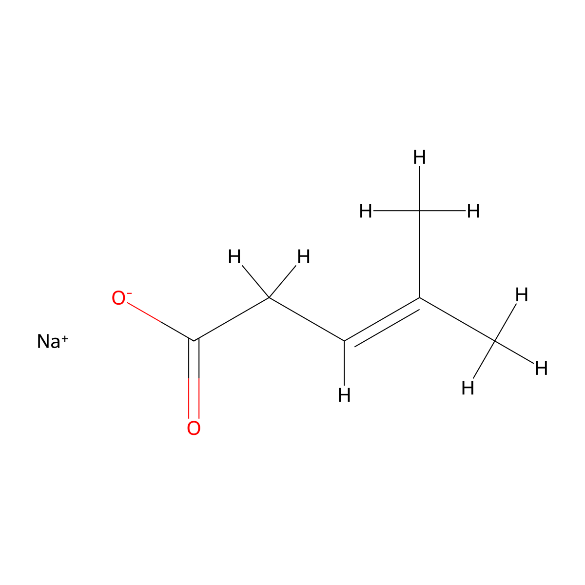 4-Methylpent-3-enoic acid, sodium salt molecular structure, CAS 1610028-38-0