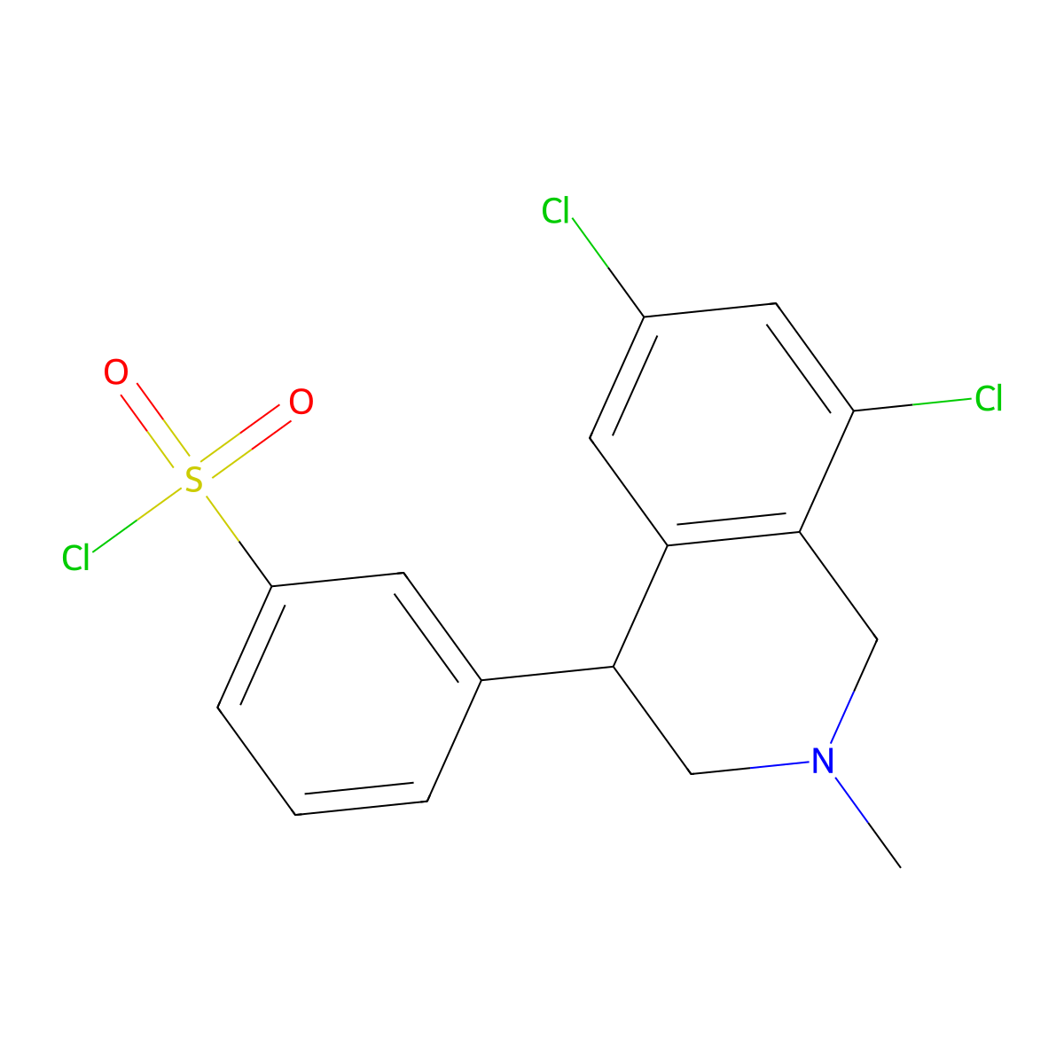 (S)-3-(6,8-dichloro-2-methyl-1,2,3,4-tetrahydroisoquinolin-4-yl)benzene-1-sulfonyl chloride molecular structure, CAS 1610028-57-3