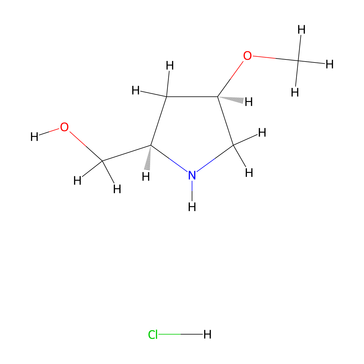((2R,4R)-4-Methoxypyrrolidin-2-yl)methanol hydrochloride molecular structure, CAS 1610033-20-9