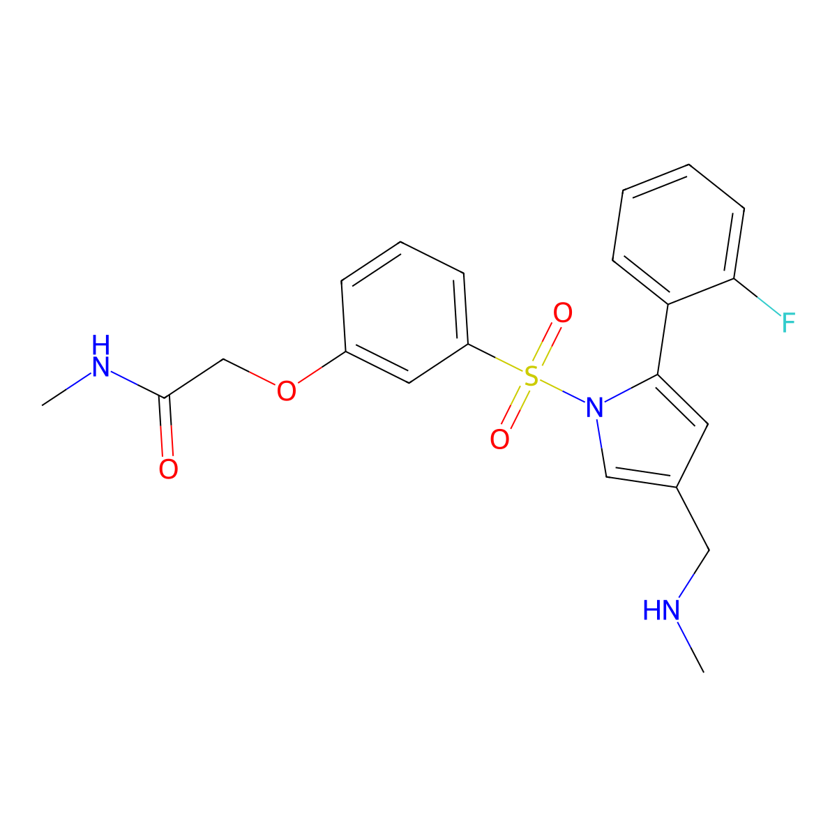 2-(3-((2-(2-Fluorophenyl)-4-((methylamino)methyl)-1H-pyrrol-1-yl)sulfonyl)phenoxy)-N-methylacetamide molecular structure, CAS 1610043-51-0