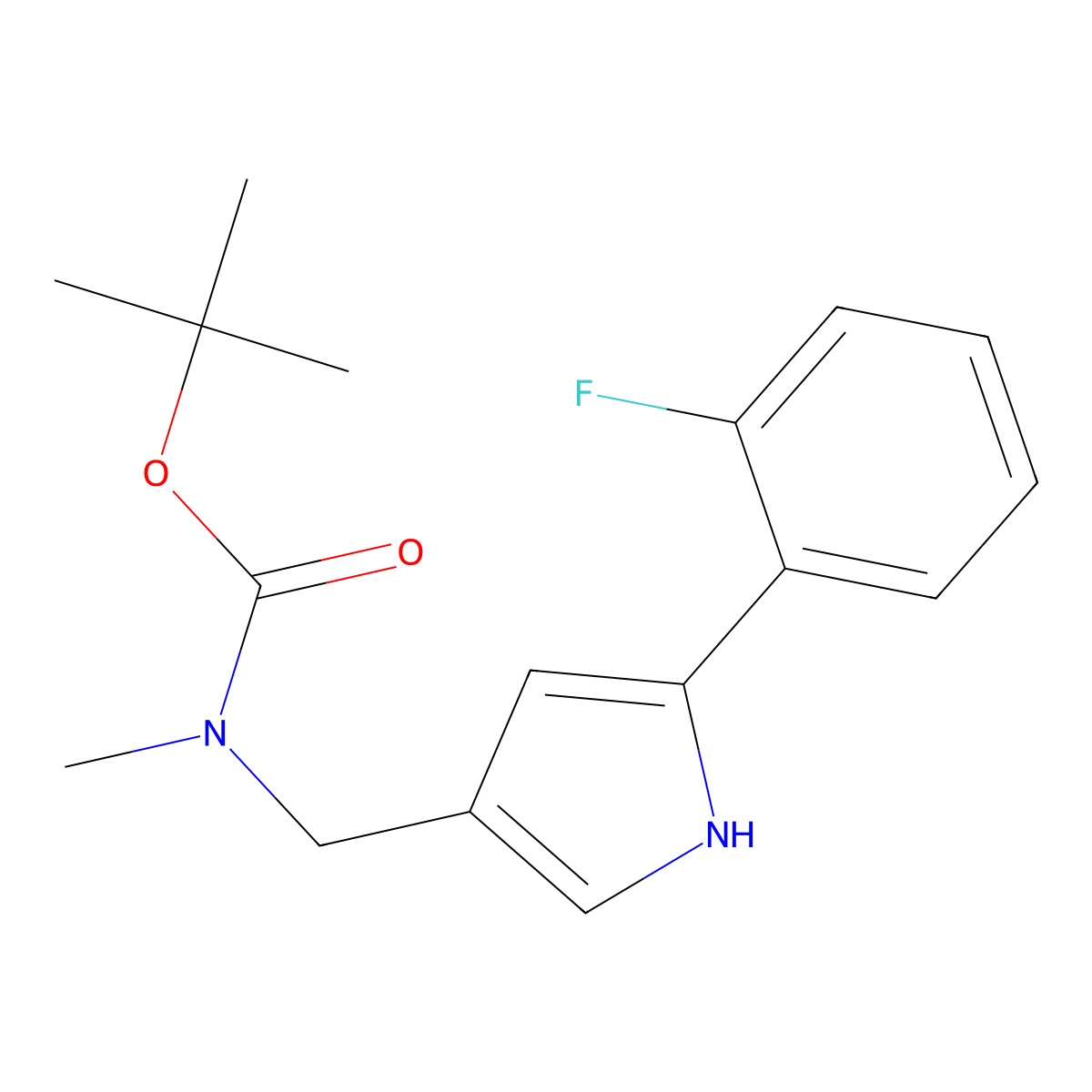 tert-Butyl ((5-(2-fluorophenyl)-1H-pyrrol-3-yl)methyl)(methyl)carbamate molecular structure, CAS 1610043-63-4