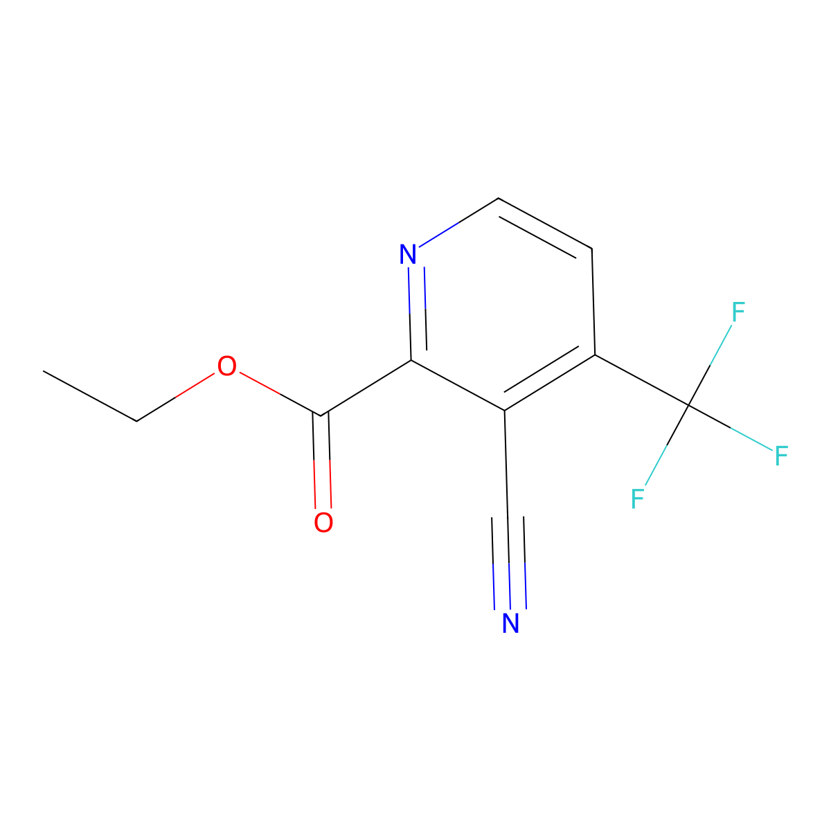 Ethyl 3-cyano-4-(trifluoromethyl)pyridine-2-carboxylate molecular structure, CAS 1610047-54-5