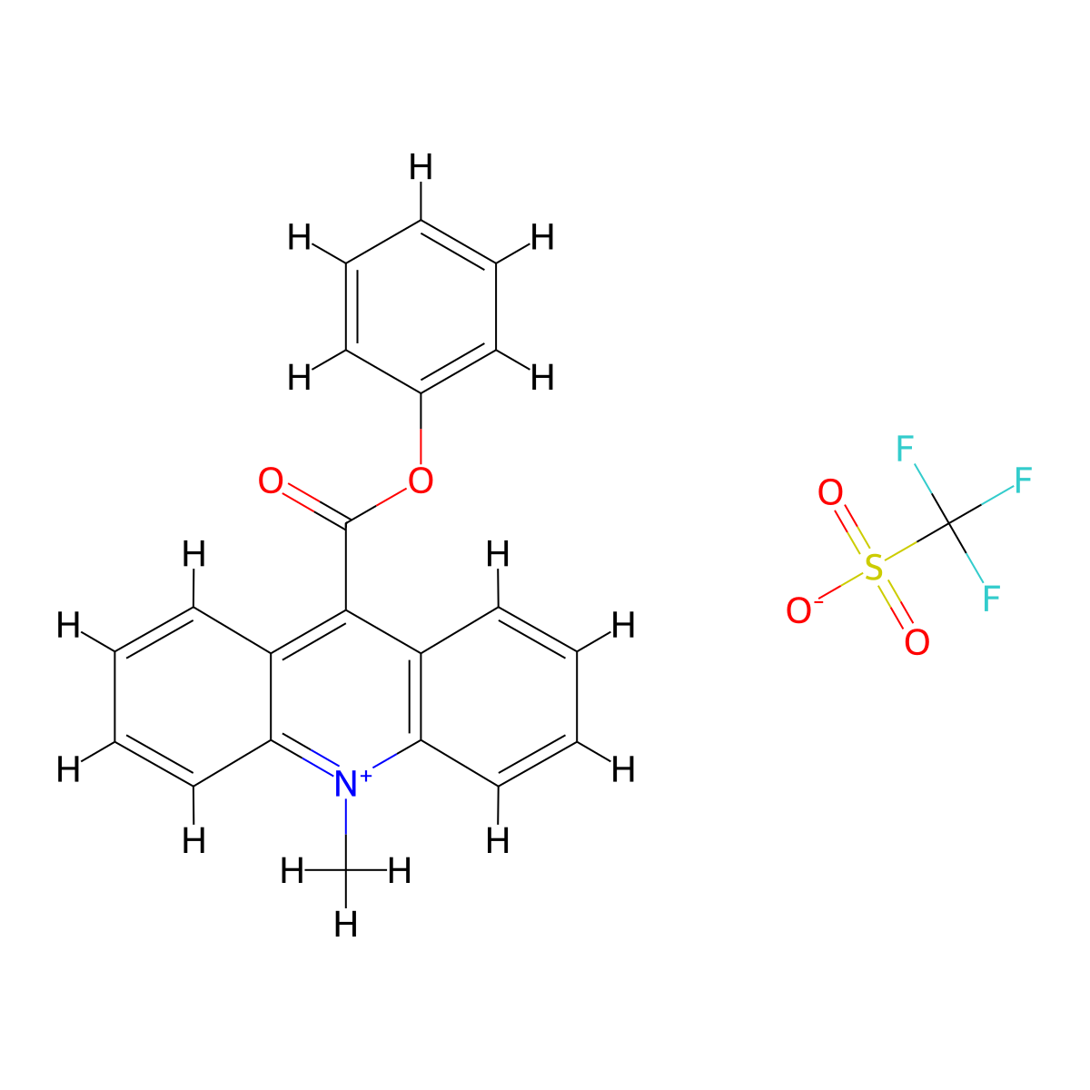 10-Methyl-9-(phenoxycarbonyl)acridin-10-ium trifluoromethanesulfonate molecular structure, CAS 161006-14-0