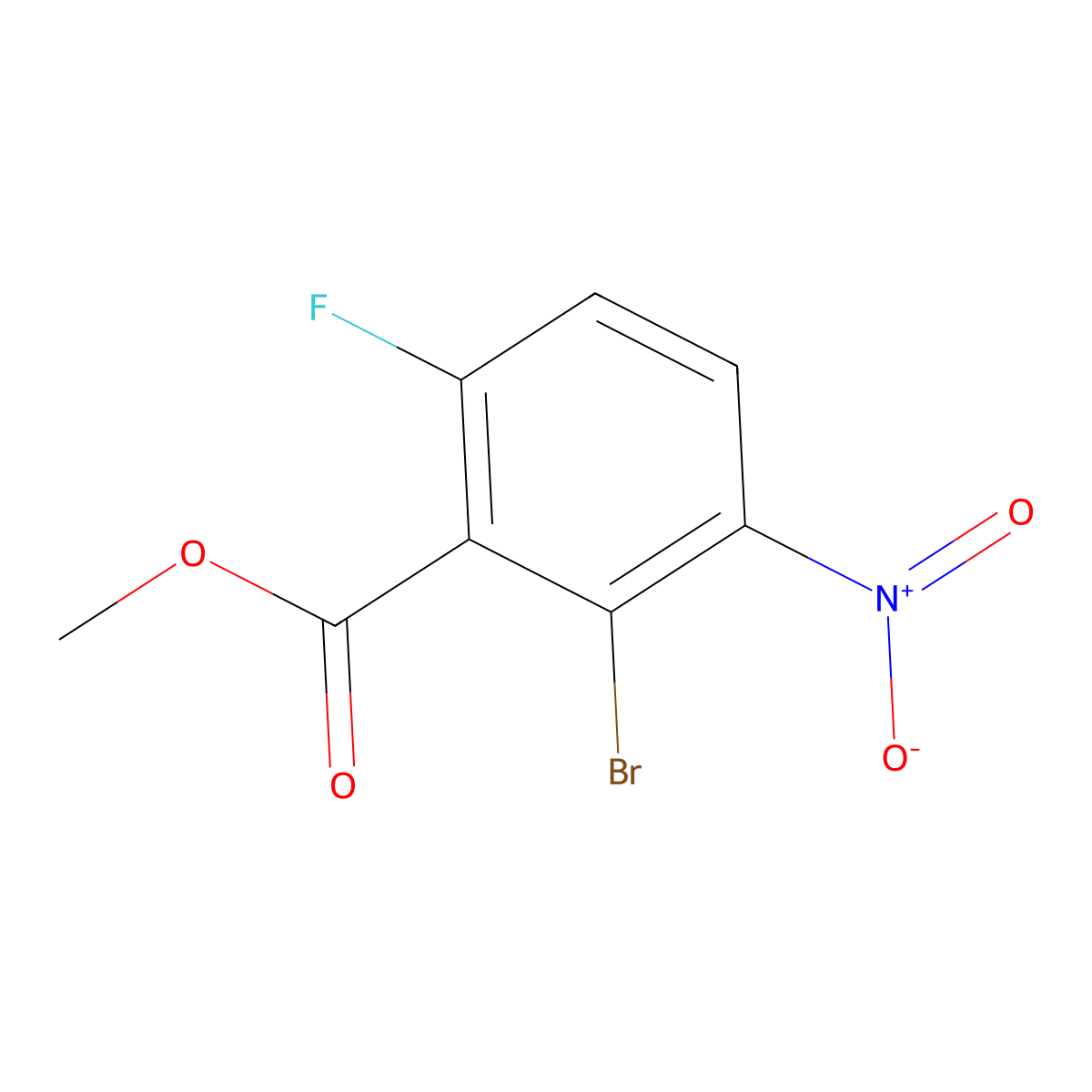 Methyl 2-bromo-6-fluoro-3-nitrobenzoate molecular structure, CAS 1610060-53-1