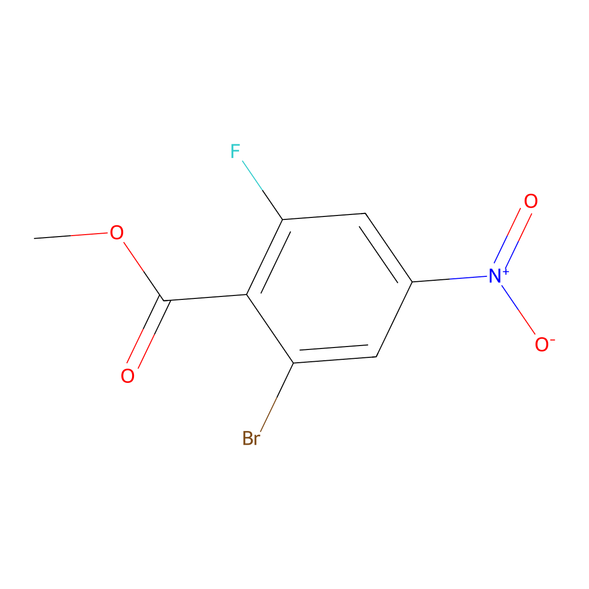 Methyl 2-bromo-6-fluoro-4-nitrobenzoate molecular structure, CAS 1610060-60-0