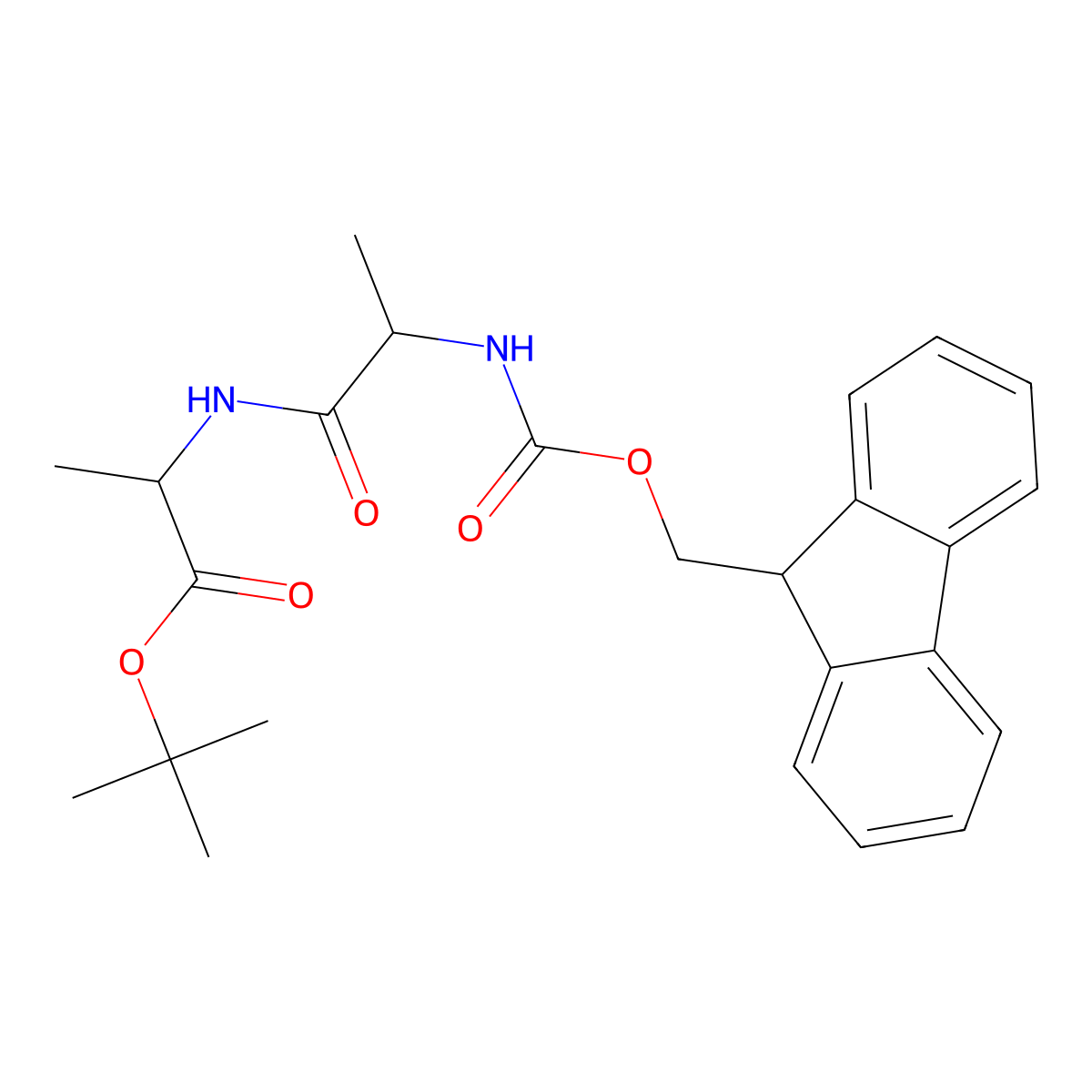(S)-tert-Butyl 2-((S)-2-((((9H-fluoren-9-yl)methoxy)carbonyl)amino)propanamido)propanoate molecular structure, CAS 161009-04-7